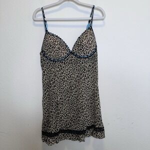 Rampage!‎ Y2K Leopard Print Slip Dress / Lingerie with Lace Trim 1X